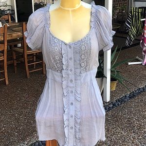 Grayish/ light blue top